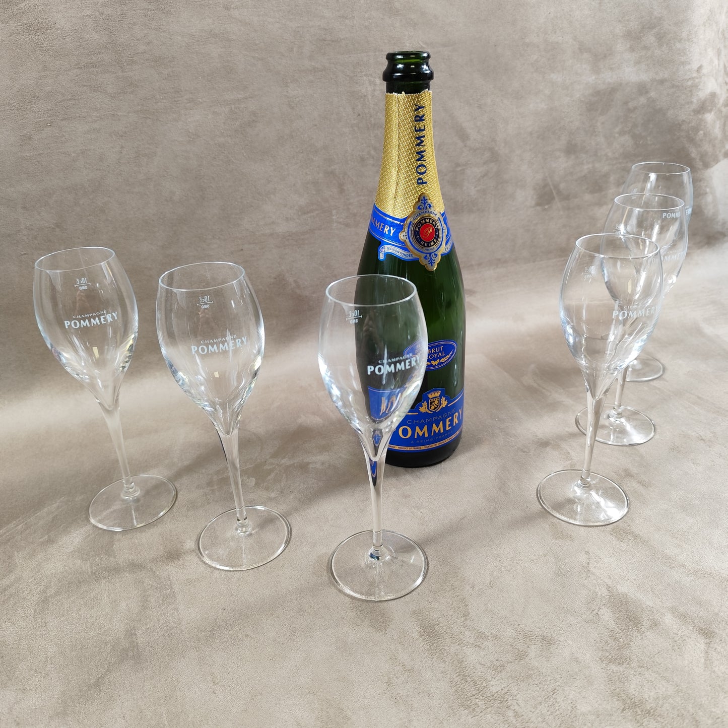 Lot de 6 flutes en verre Champagne Pommery vintage Made in France