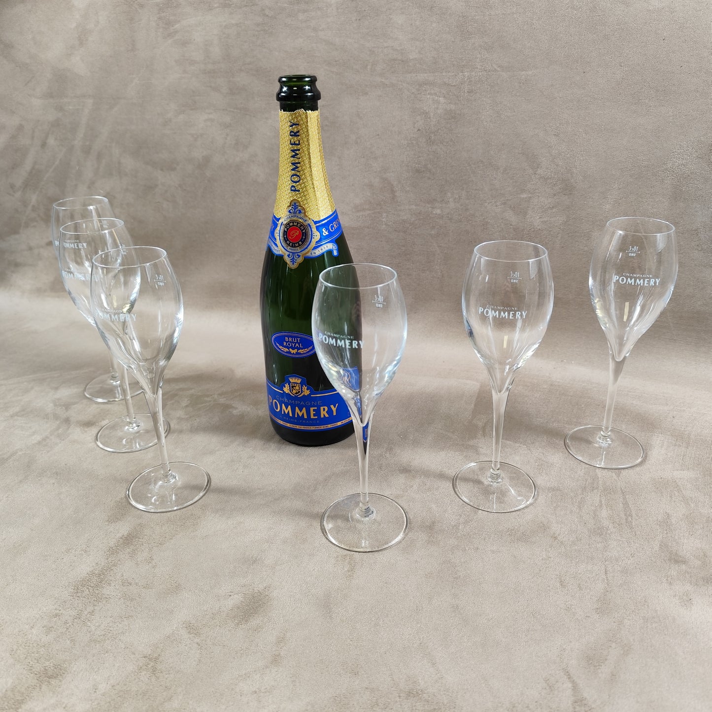 Lot de 6 flutes en verre Champagne Pommery vintage Made in France
