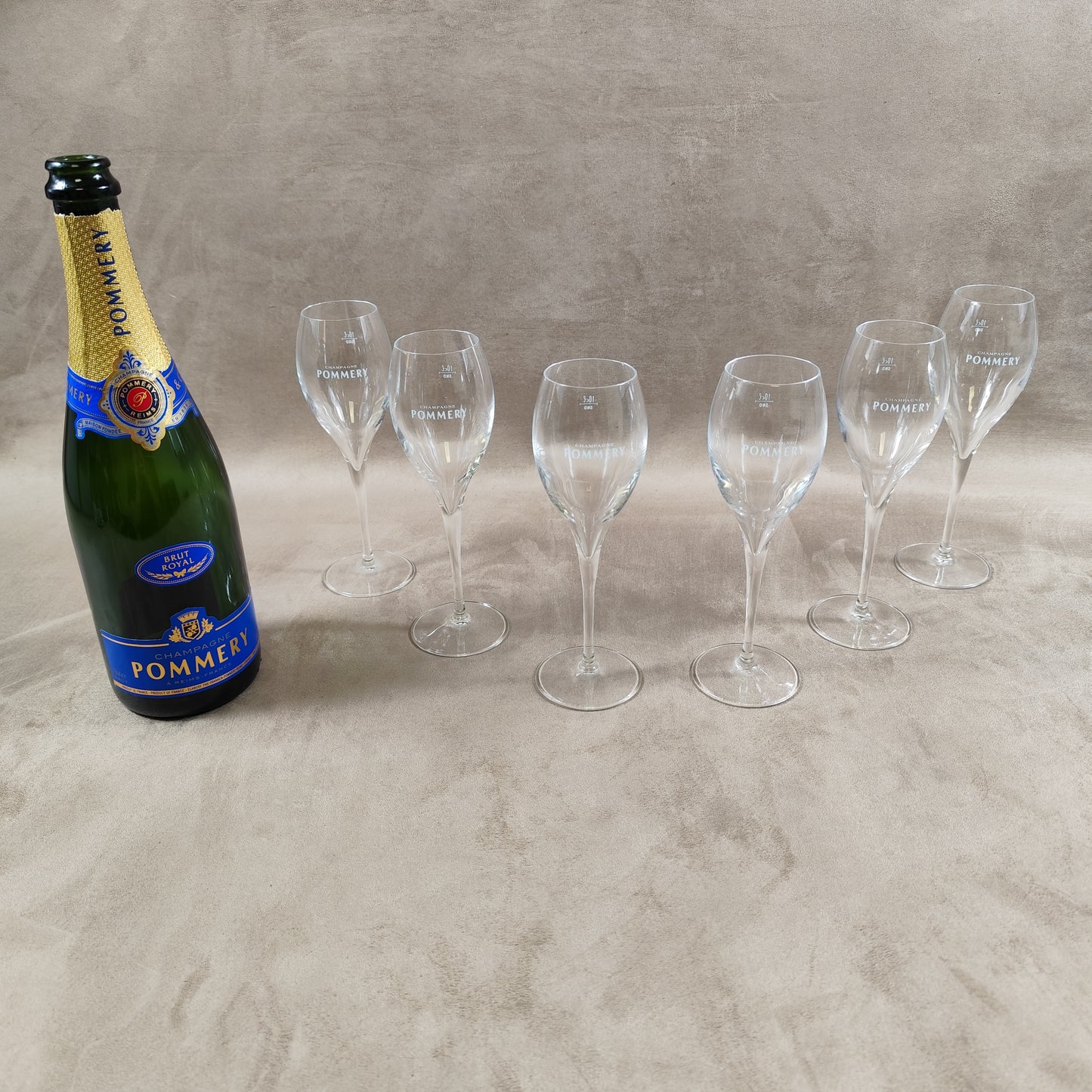 Lot de 6 flutes en verre Champagne Pommery vintage Made in France