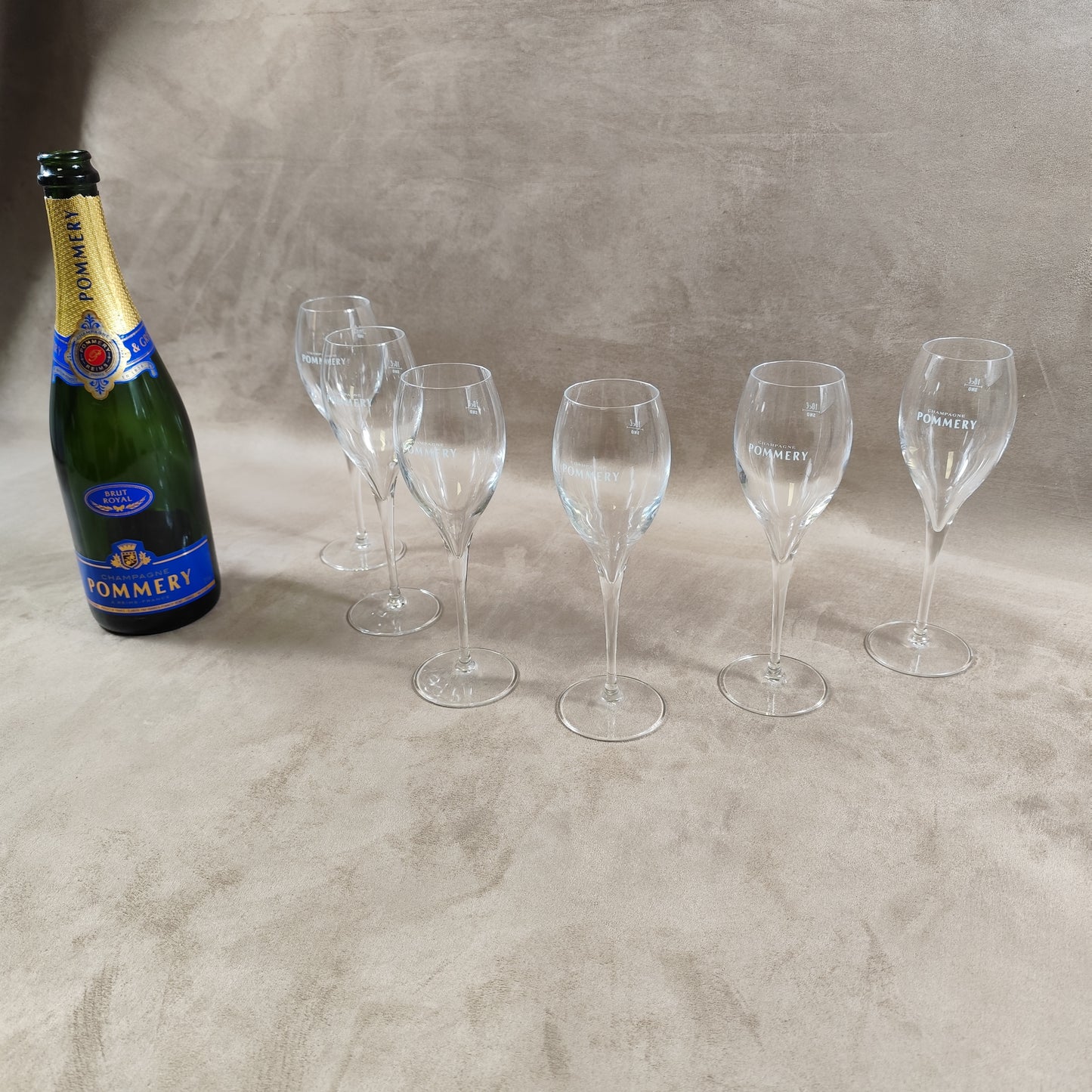 Lot de 6 flutes en verre Champagne Pommery vintage Made in France