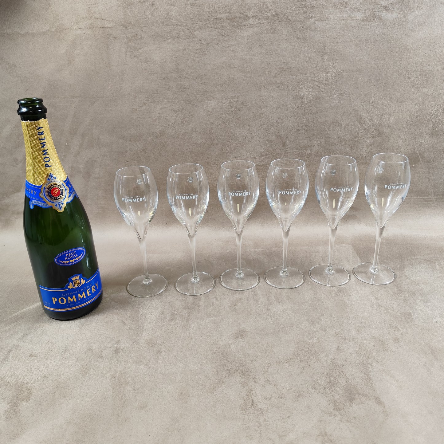 Lot de 6 flutes en verre Champagne Pommery vintage Made in France