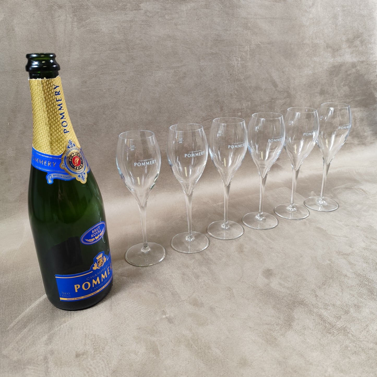 Lot de 6 flutes en verre Champagne Pommery vintage Made in France