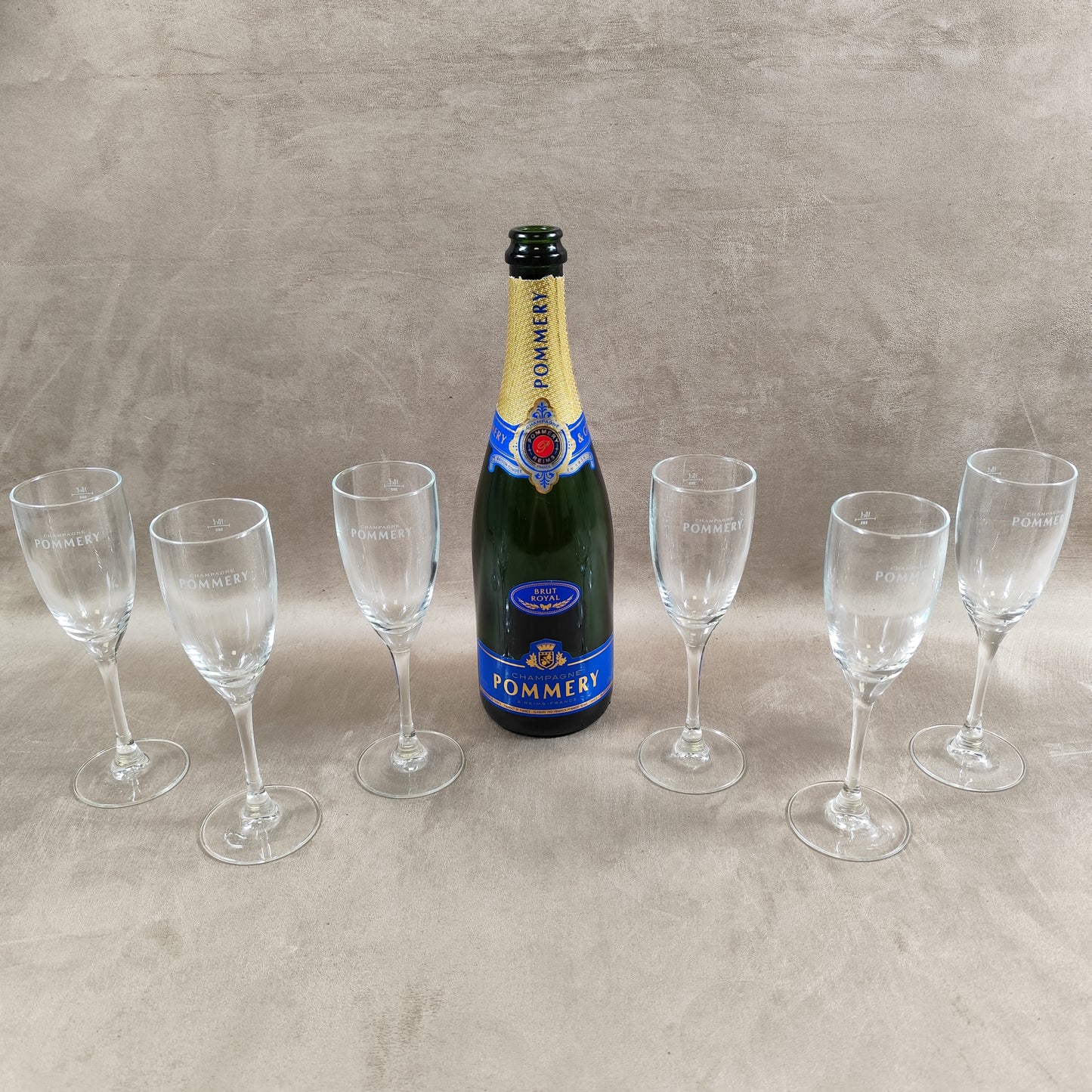 Lot de 6 flutes en verre Champagne Pommery vintage Made in France