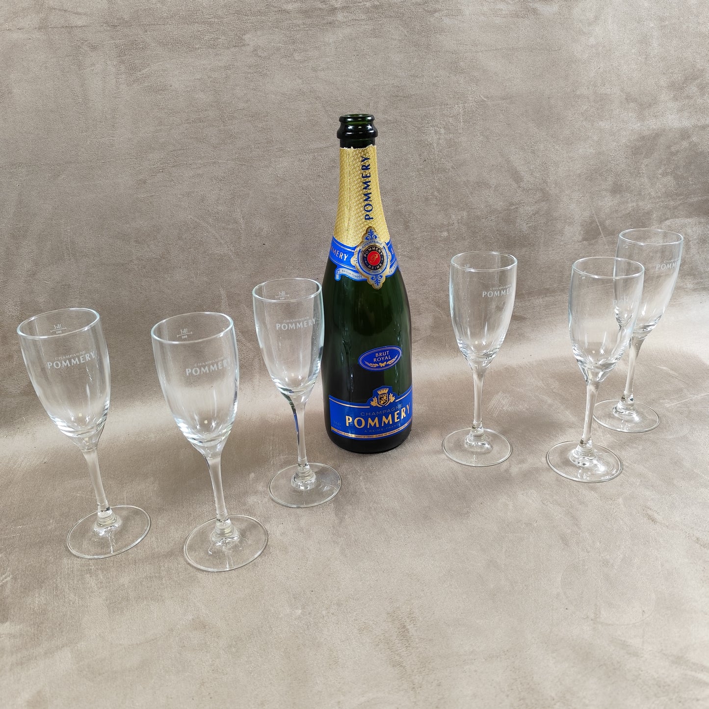 Lot de 6 flutes en verre Champagne Pommery vintage Made in France
