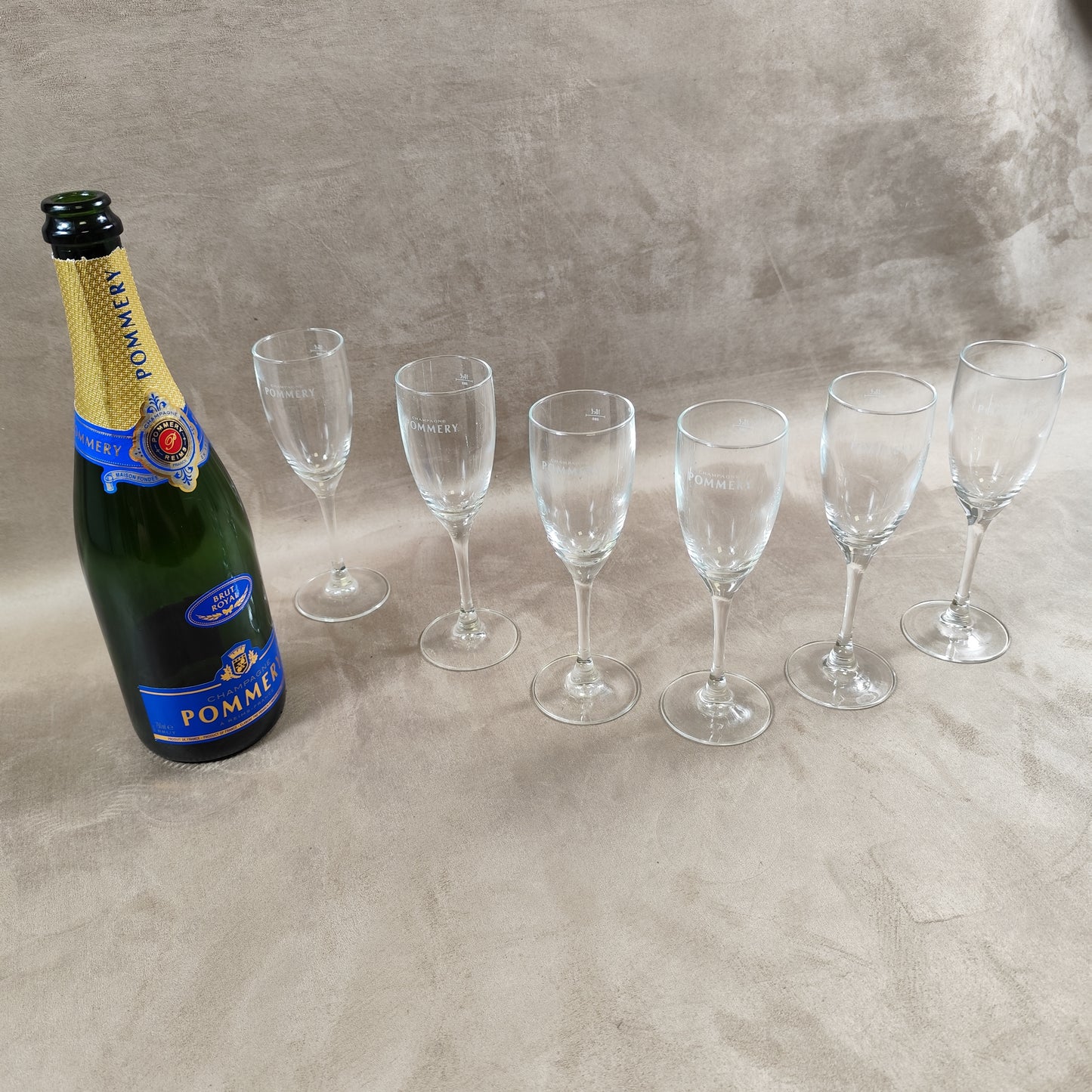 Lot de 6 flutes en verre Champagne Pommery vintage Made in France