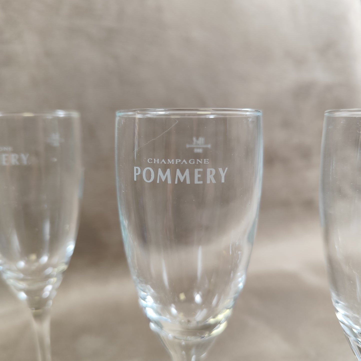 Lot de 6 flutes en verre Champagne Pommery vintage Made in France