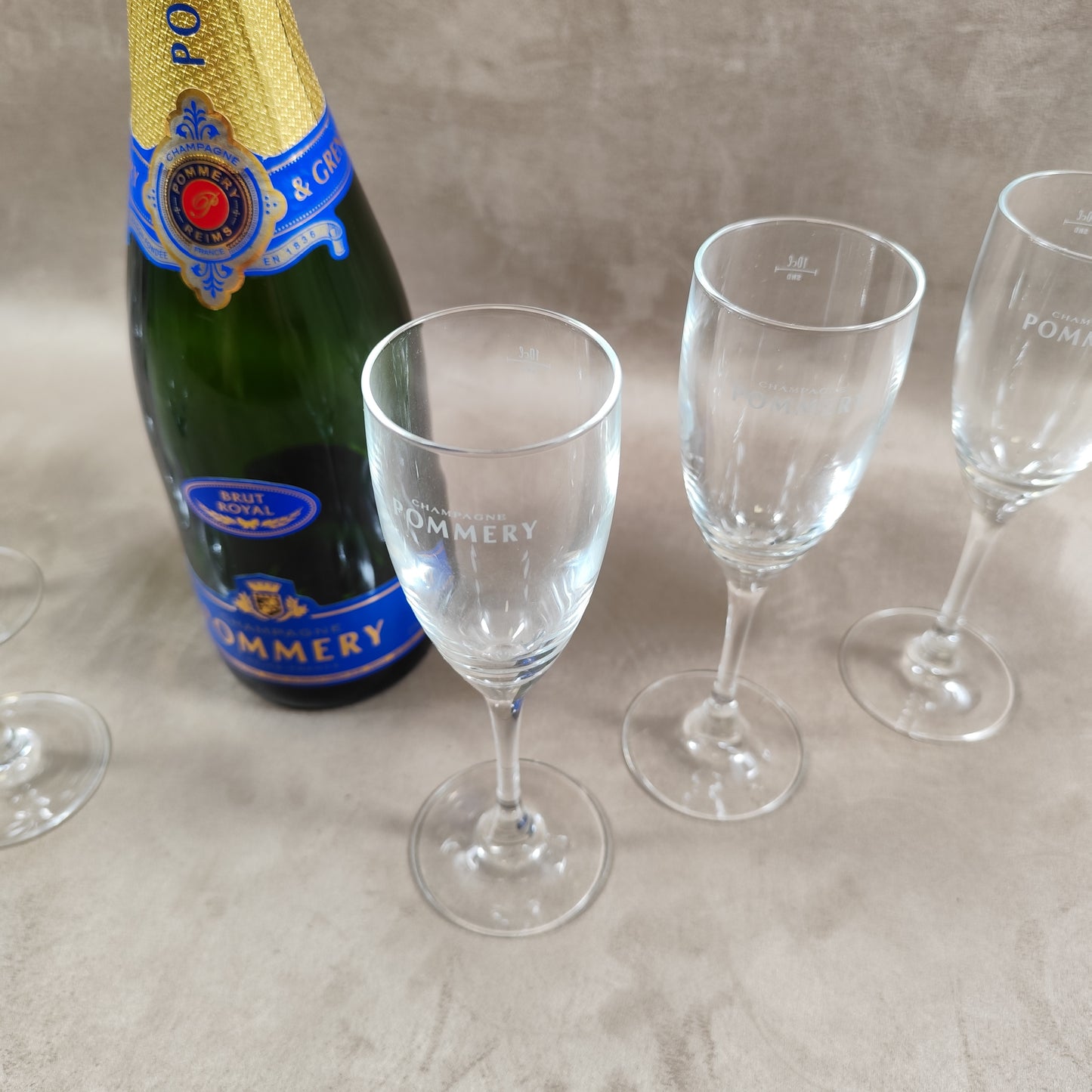 Lot de 6 flutes en verre Champagne Pommery vintage Made in France