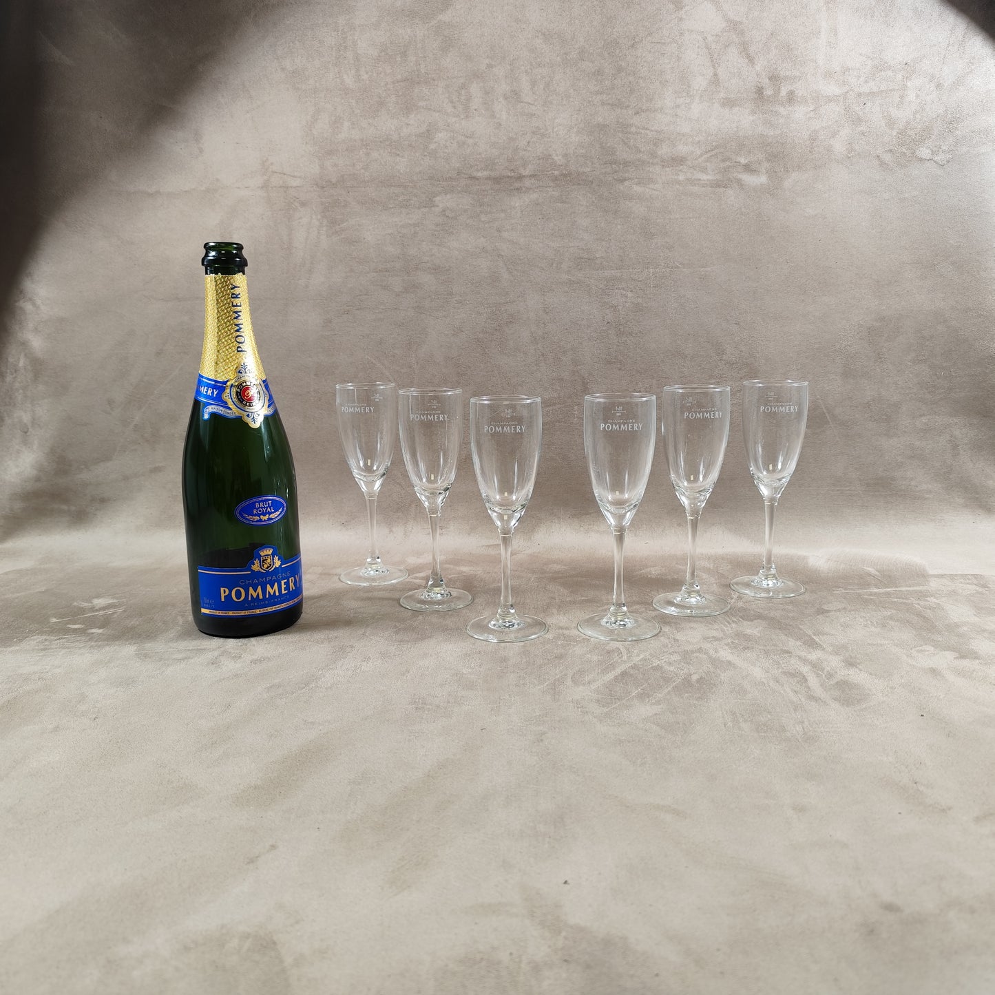 Lot de 6 flutes en verre Champagne Pommery vintage Made in France