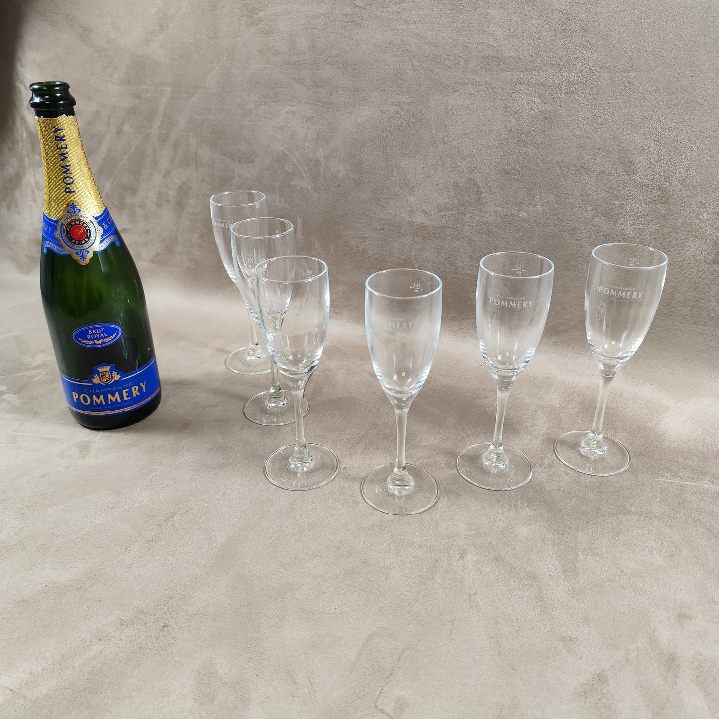 Lot de 6 flutes en verre Champagne Pommery vintage Made in France