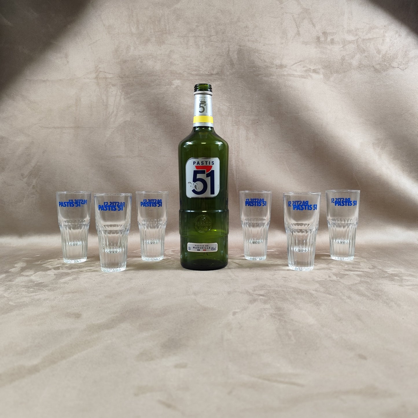 Set of 6 Pastis glasses Pastis 51 in vintage retro glass Made in France 1970s