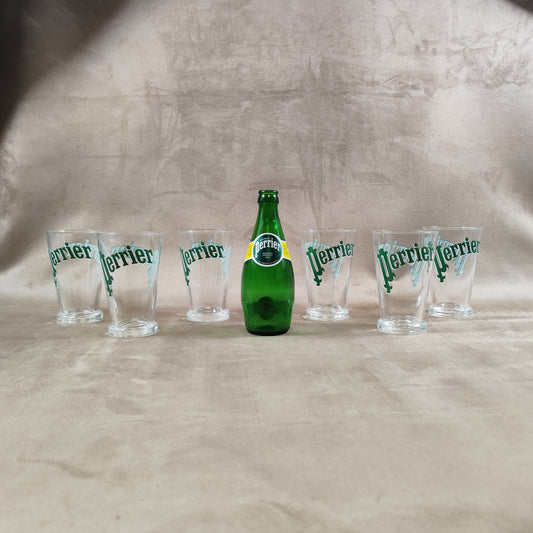 Lot 6 verres Perrier eau gazeuse Made in France Vintage 1980