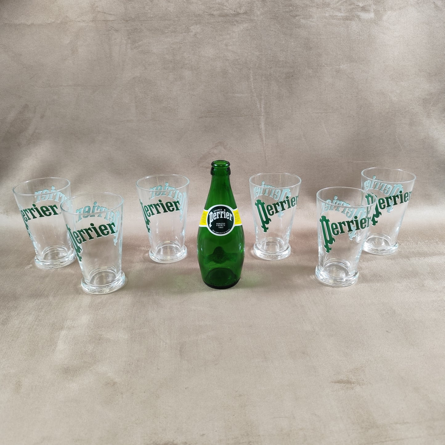 Lot 6 verres Perrier eau gazeuse Made in France Vintage 1980