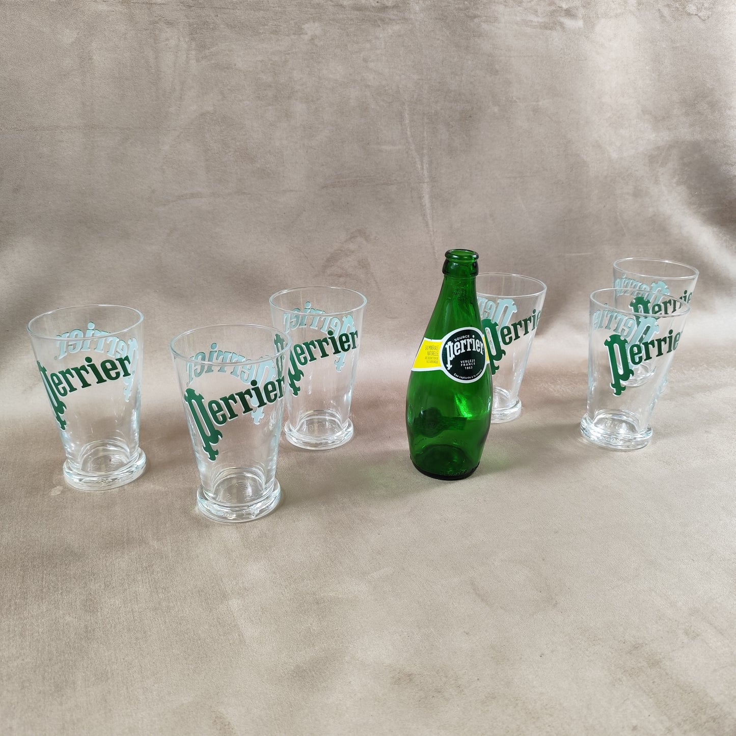 Lot 6 verres Perrier eau gazeuse Made in France Vintage 1980