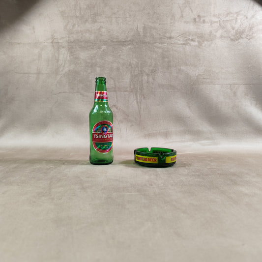 Cendrier Publicitaire Bière Tsingtao en verre Made in France Vintage 1970