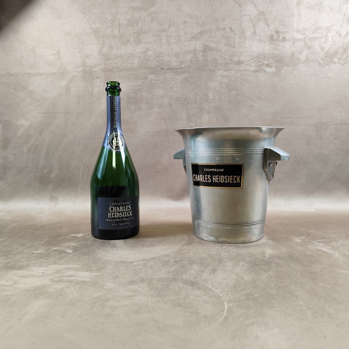 Seau à champagne Charles Heidsieck en aluminium Made in France Vintage 1980
