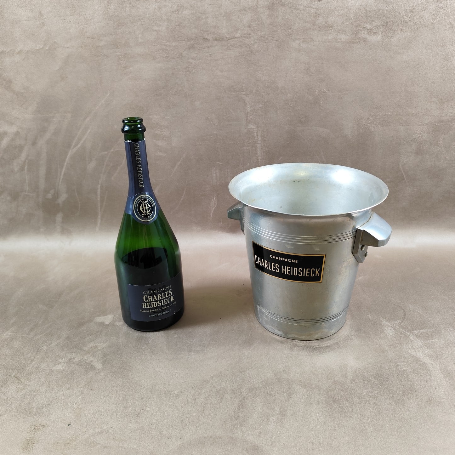 Seau à champagne Charles Heidsieck en aluminium Made in France Vintage 1980