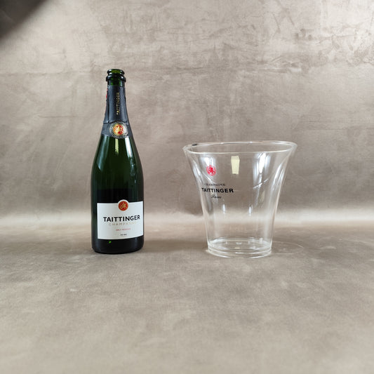 Vintage transparent plastic Taittinger champagne bucket Made in France