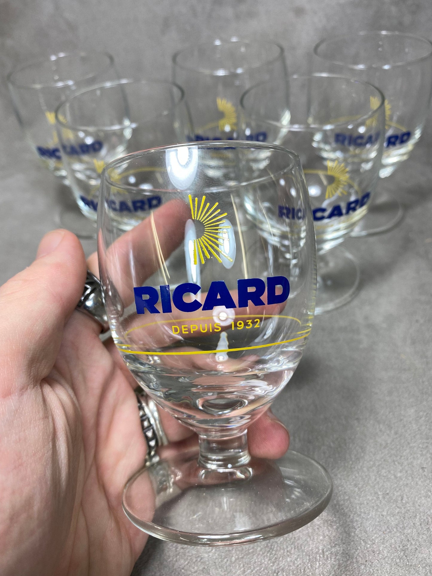 Set of 6 vintage RICARD balloon glasses advertising items | Made in France | 1990s