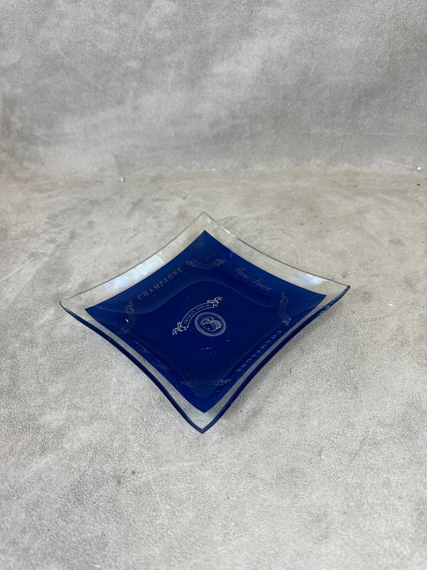 Advertising Glass Ashtray, Marie Stuart Champagne, Made in France, Vintage 1990