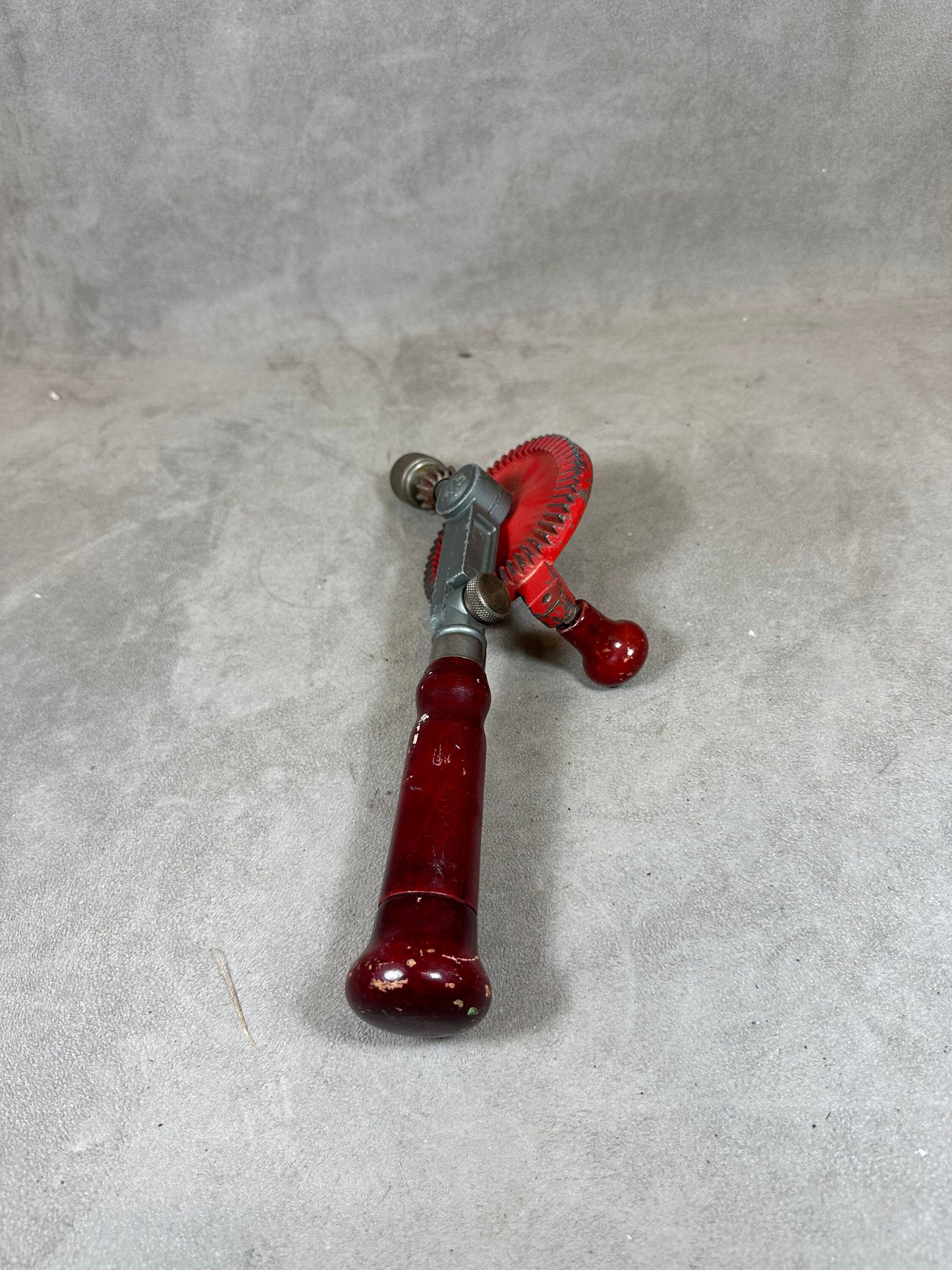 Peugeot Chignole Hand Drill in Metal and Vintage Red Wood Made in France 1900
