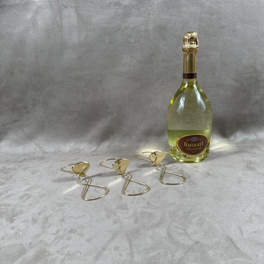 RUINART Lot de 3 Porte menu, Numéro de table ou Porte-cartes de nom en métal doré vintage