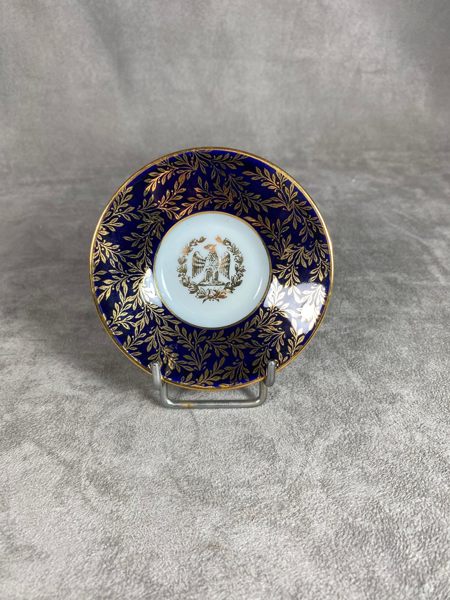 RARE Cup and saucer in artistic Limoges porcelain inspired by Napoleon Circa 1950