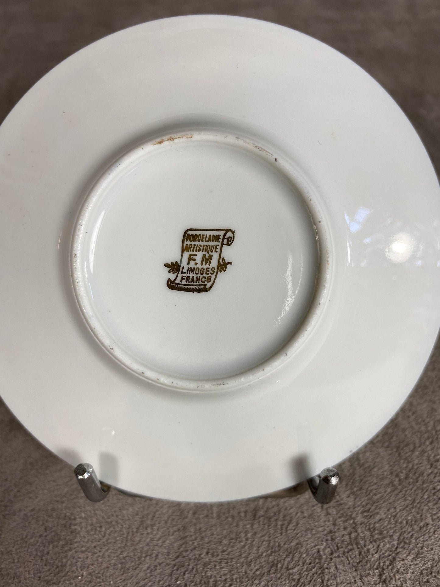 RARE Cup and saucer in artistic Limoges porcelain inspired by Napoleon Circa 1950