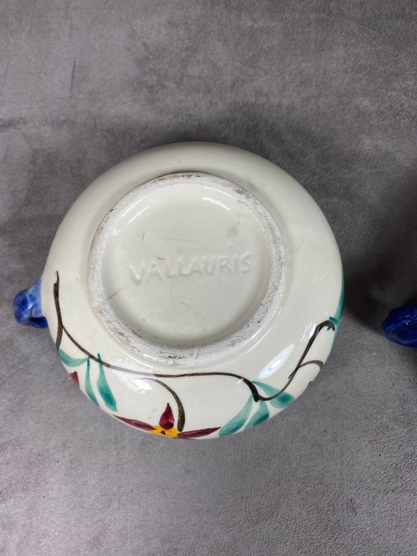 Set of 2 Vallauris earthenware cups with 2 first names Roger and Odette vintage Made in France