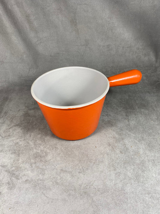 Caquelon Le Creuset en fonte émaillée orange avec poignée vintage made in France