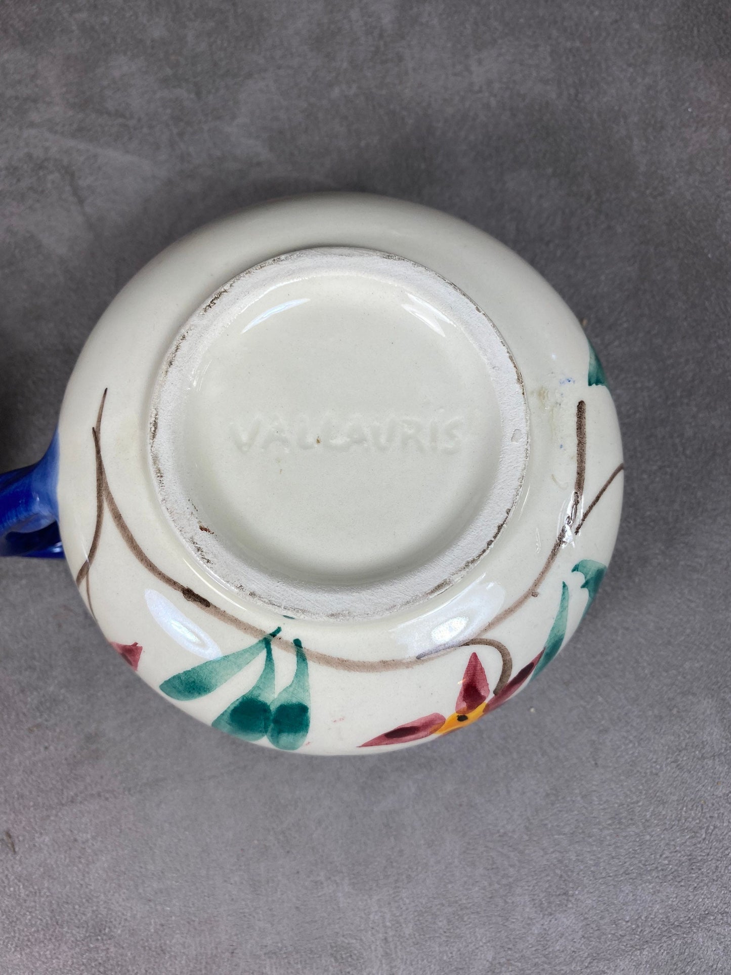 Set of 2 Vallauris earthenware cups with 2 first names Roger and Odette vintage Made in France