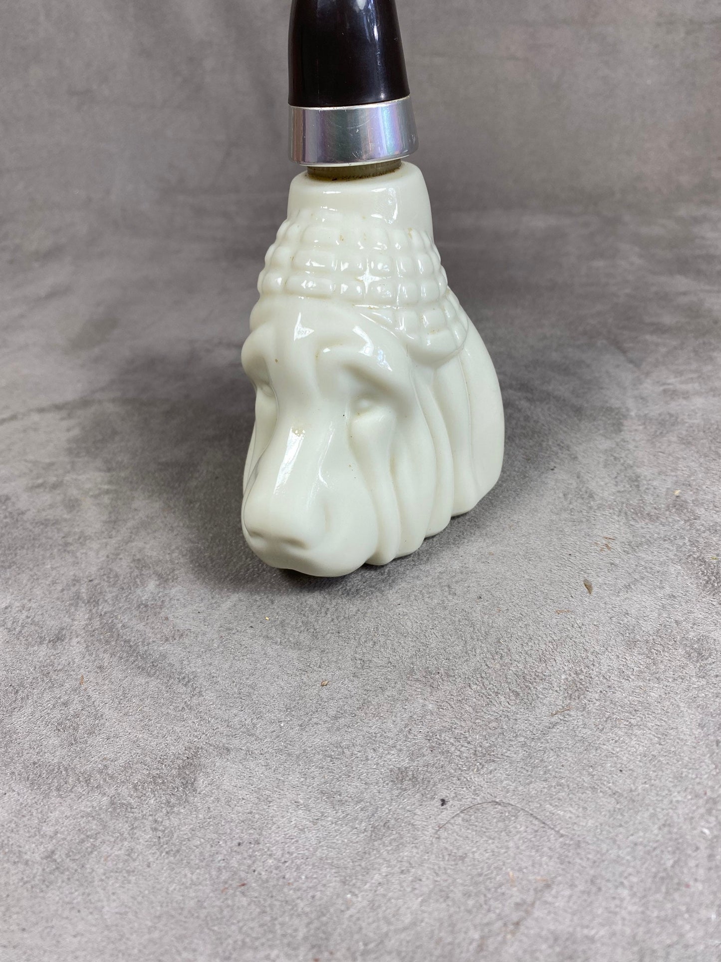 Vintage 1960s Avon Plastic and Glass Dog Head Pipe Shaped Aftershave Bottle