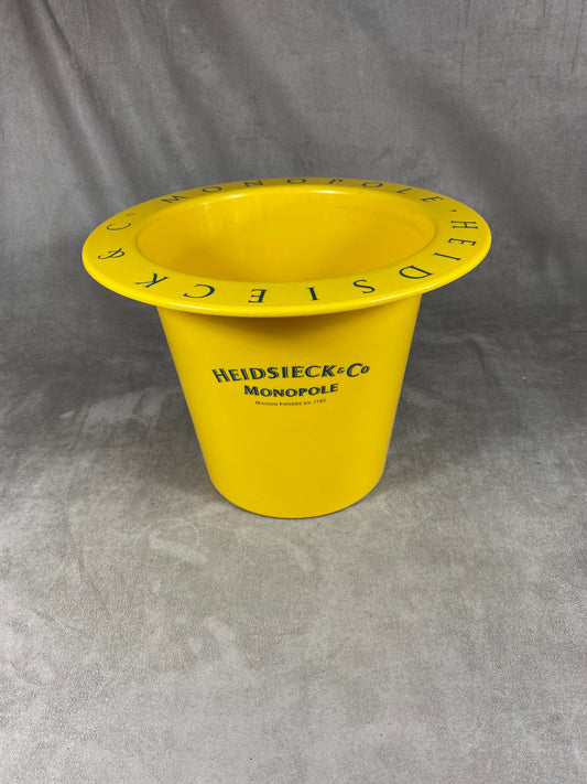 Seau à champagne Heidsieck&Co Monopole en plastique jaune vintage