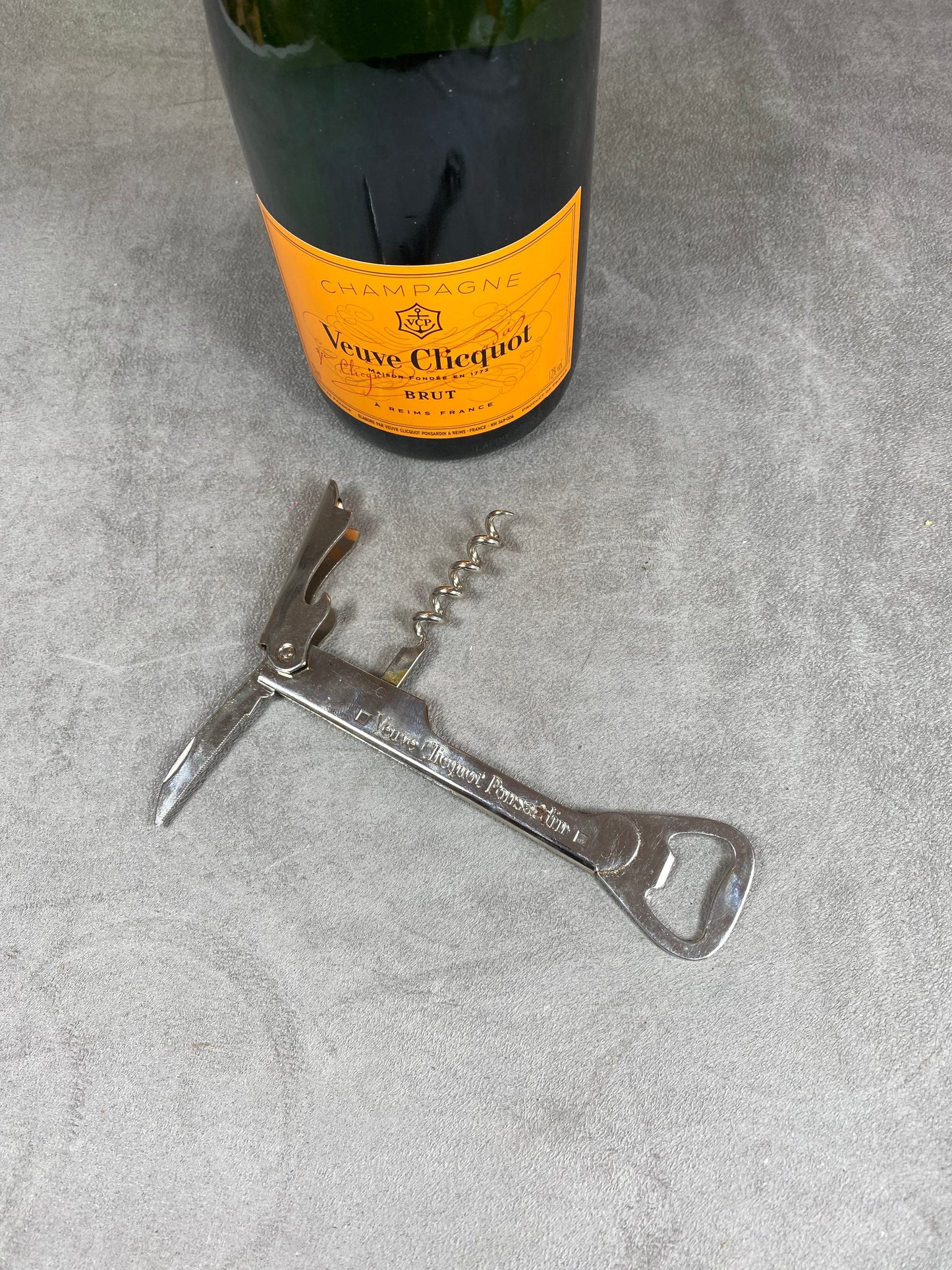 Veuve Clicquot Bottle Opener, Vintage Steel Corkscrew Made in France, Wine Collectors, French Wine