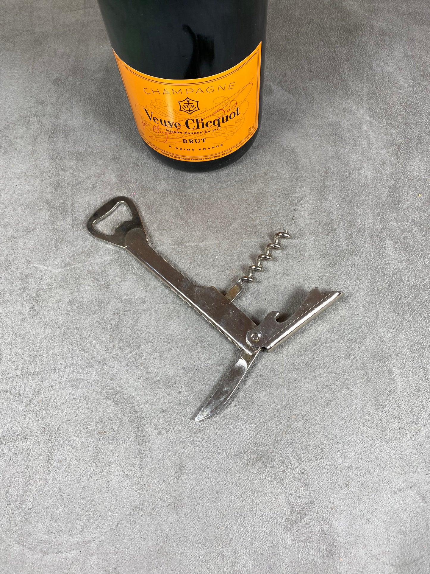 Veuve Clicquot Bottle Opener, Vintage Steel Corkscrew Made in France, Wine Collectors, French Wine