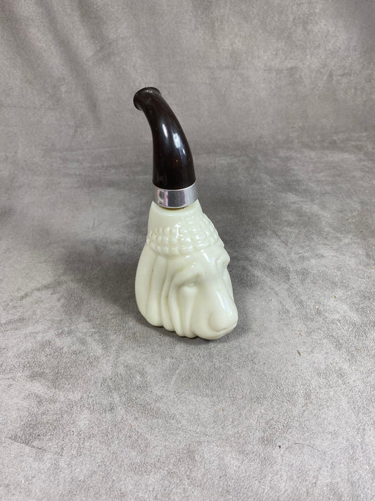 Vintage 1960s Avon Plastic and Glass Dog Head Pipe Shaped Aftershave Bottle