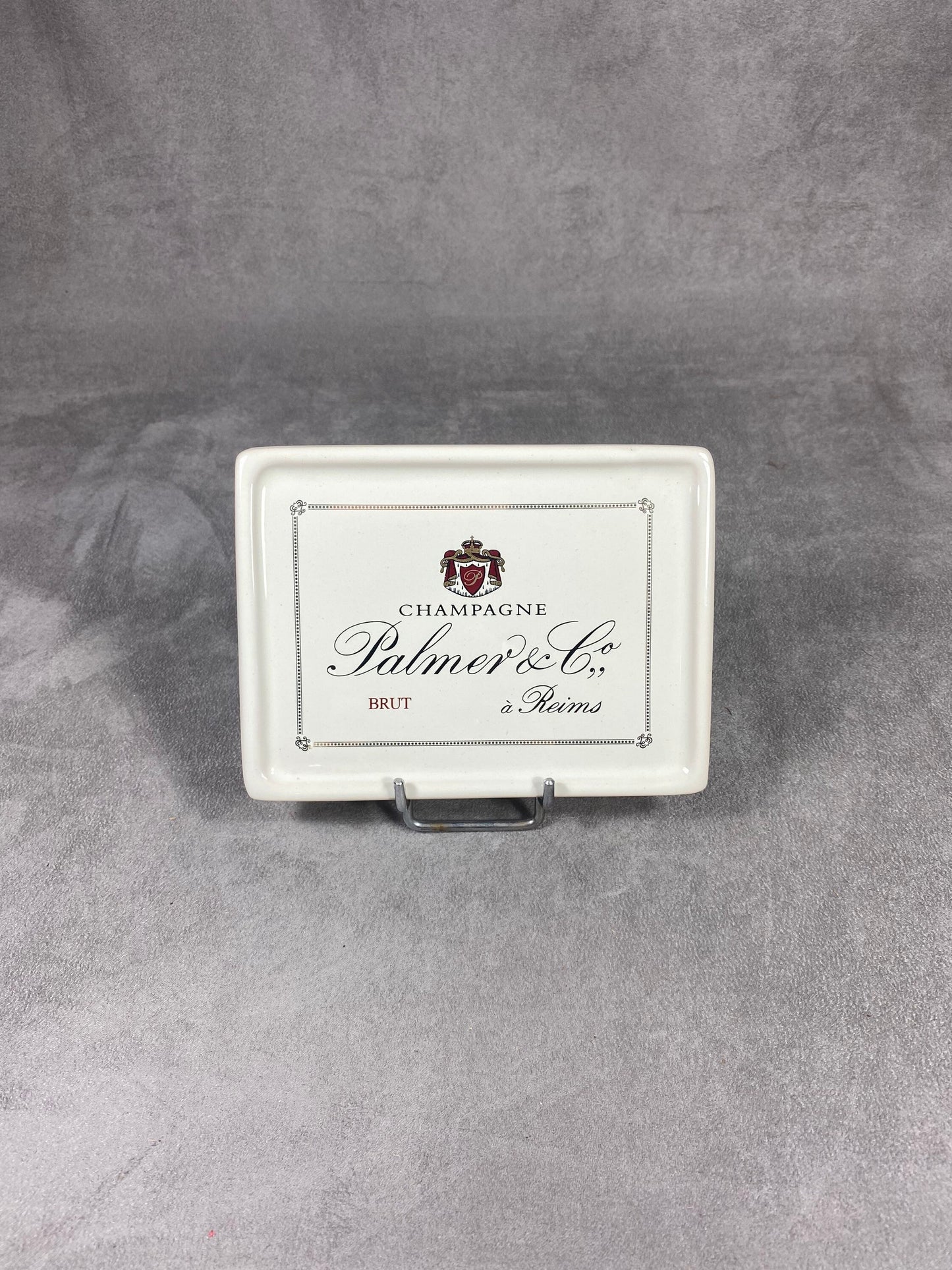 Plaque publicitaire en faience vintage champagne Palmer & co Made in France Années 1980