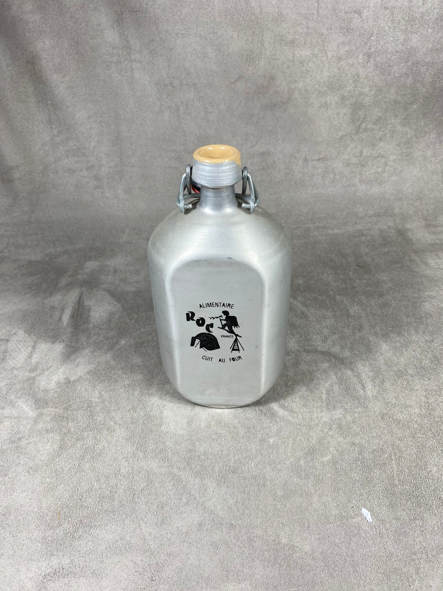 ROC France bottle with black mechanical cap aluminum bottle Made in France 1960