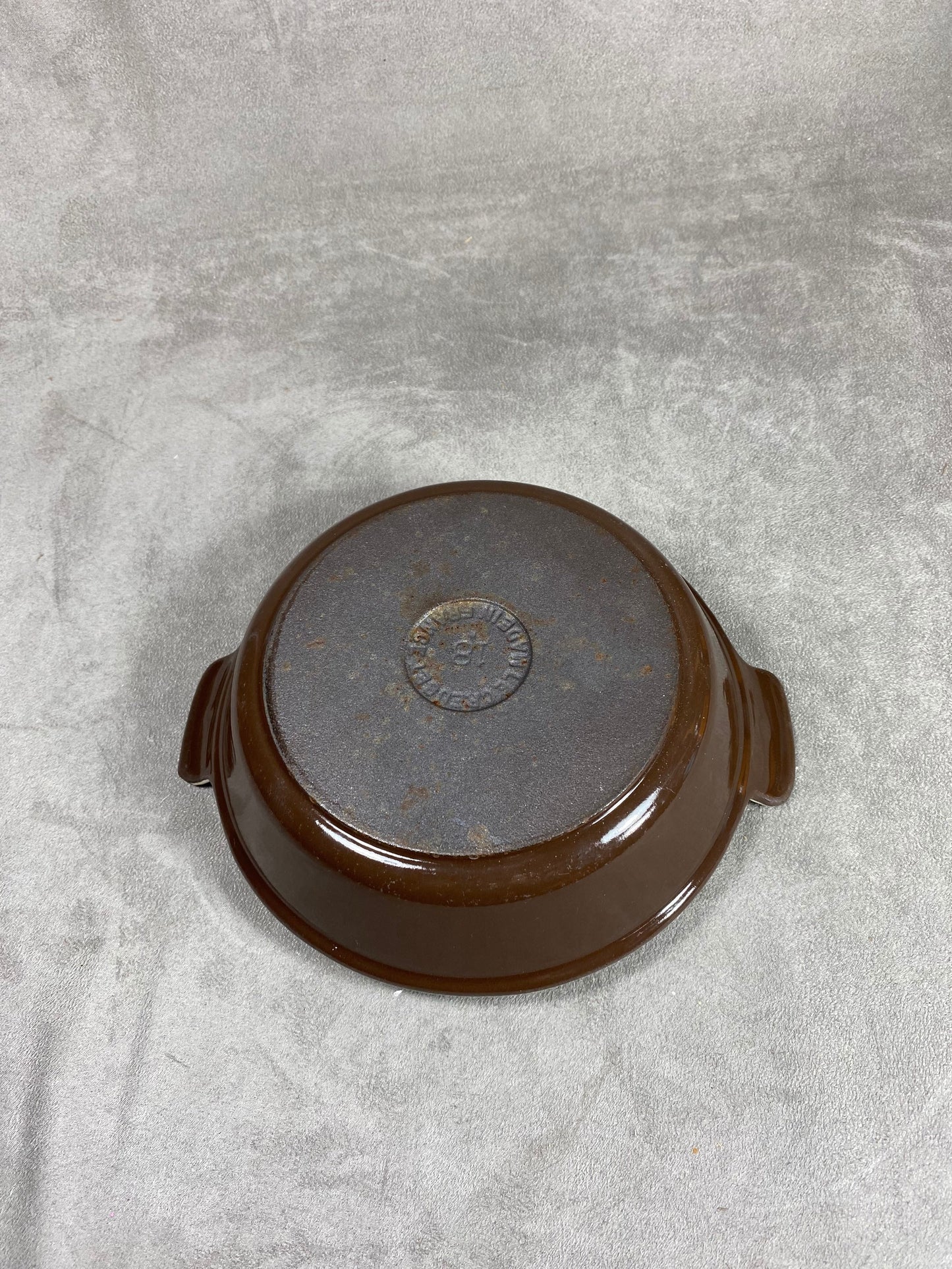 Vintage Le Creuset Braune Gusseisenschale Made in France 1980er Jahre