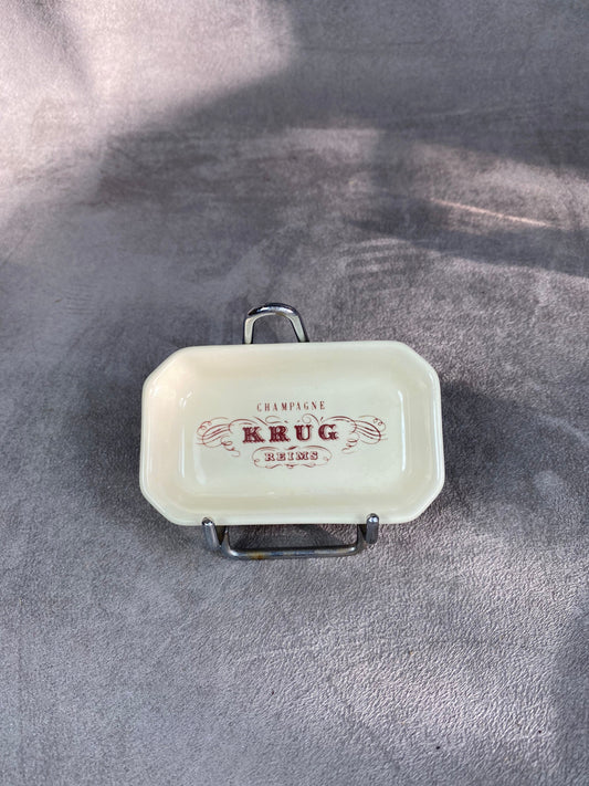 Krug Small ceramic ashtray from Villenauxe champagne Krug vintage Made in France