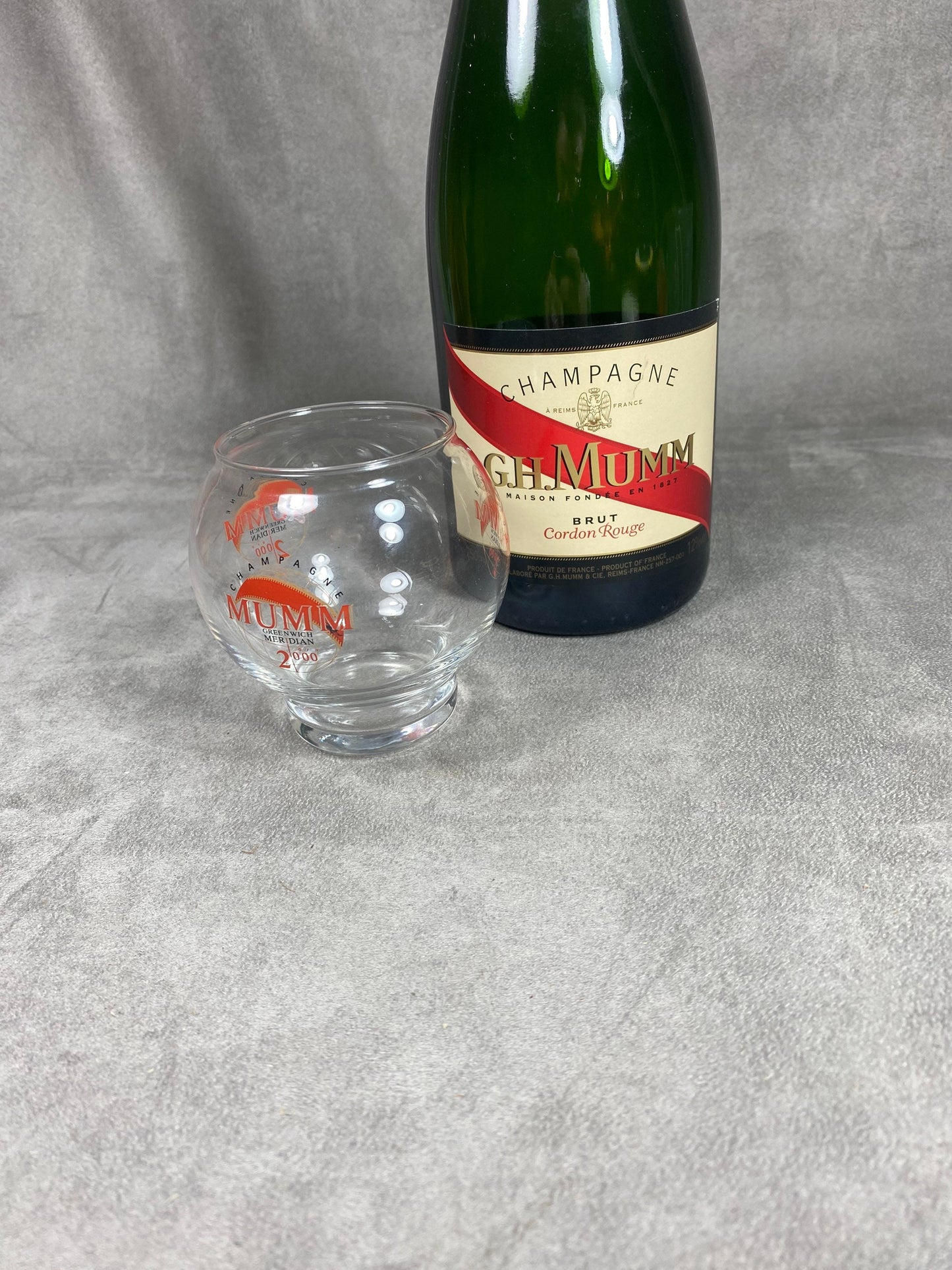 Photophore de l'an 2000 Champagne MUMM rond en verre vintage Made in France