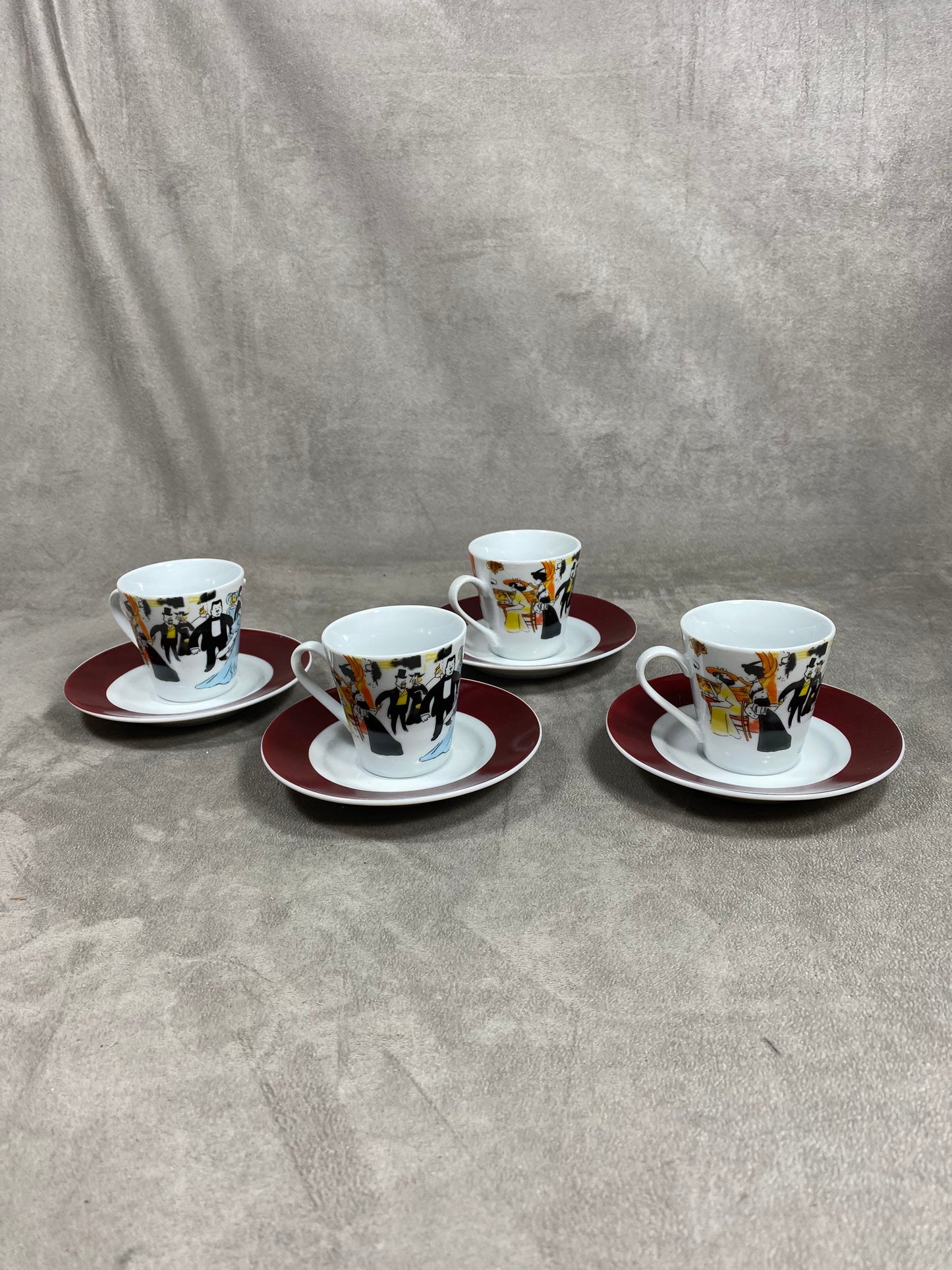 Service à café porcelaine décor de Toulouse-Lautrec Maxim's Paris Made in France 1970