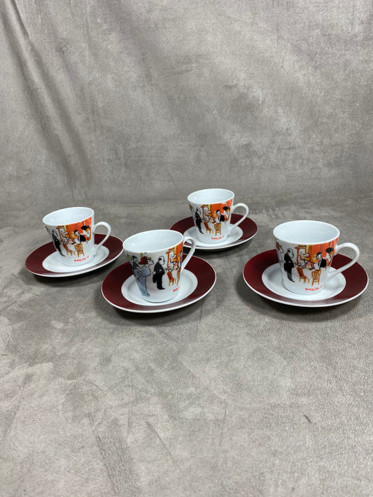 Service à café en porcelaine décoré par Toulouse-Lautrec Maxim's de Paris Made in France  Années 1970