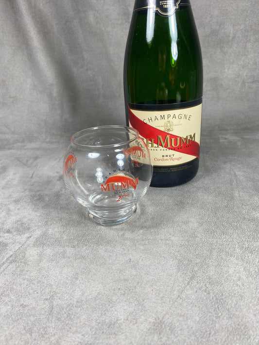 Photophore de l'an 2000 Champagne MUMM rond en verre vintage Made in France