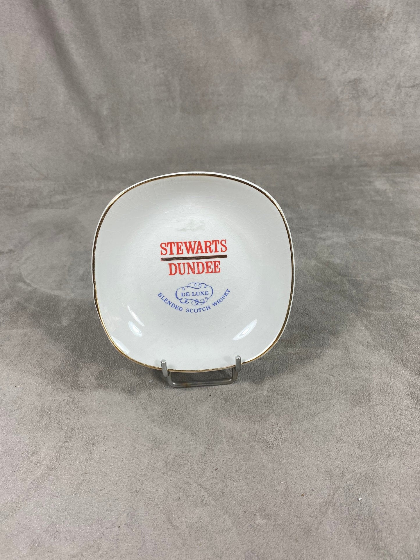 Vintage White Stewarts Dundee Luxury Blended Scotch Whiskey Ashtray by Britannia Designs Made in England