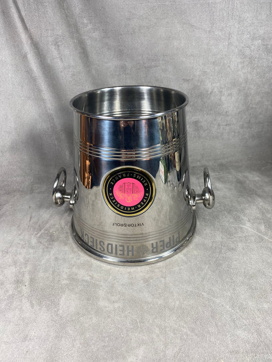 VERY RARE Beautiful vintage Piper-Heidsieck champagne bucket by Viktor&amp;Rolf in steel 1980s