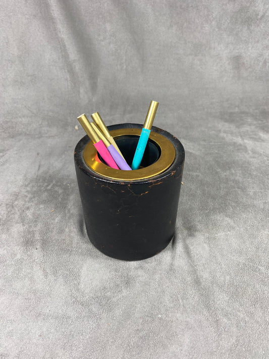 Vintage Brass and Leather Cigarette Dispenser Circa 1930