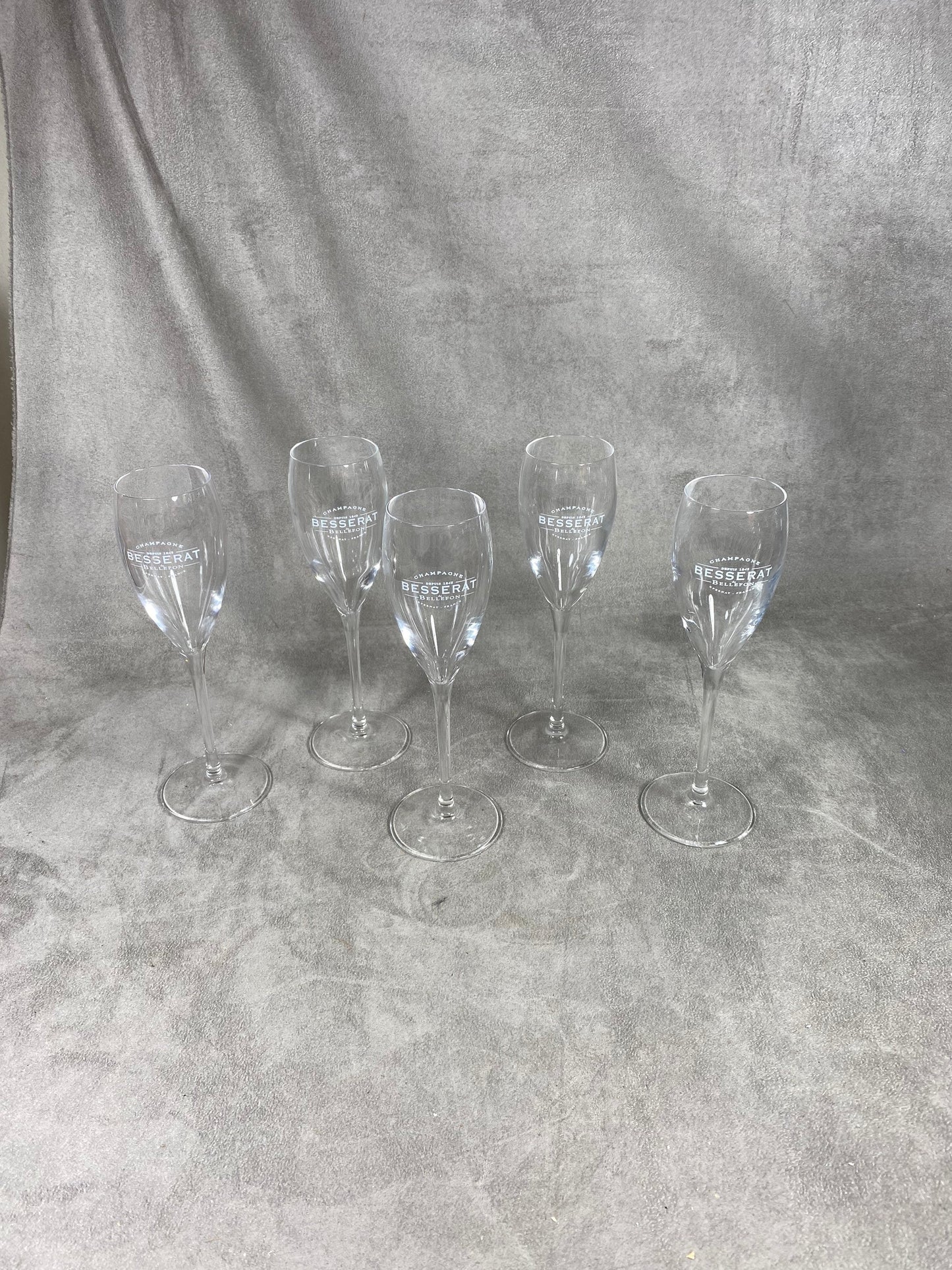 Lot de 5 coupes à champagne en verre  Besserat de Bellefon vintage Made in France