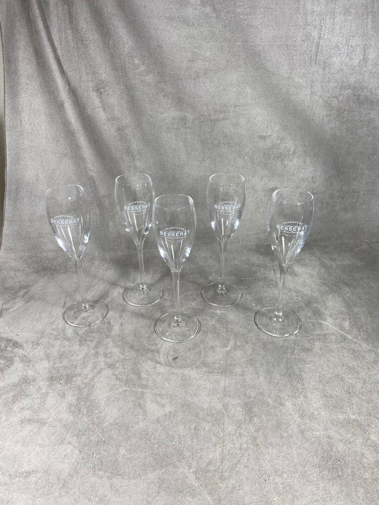 Lot de 5 coupes à champagne en verre  Besserat de Bellefon vintage Made in France