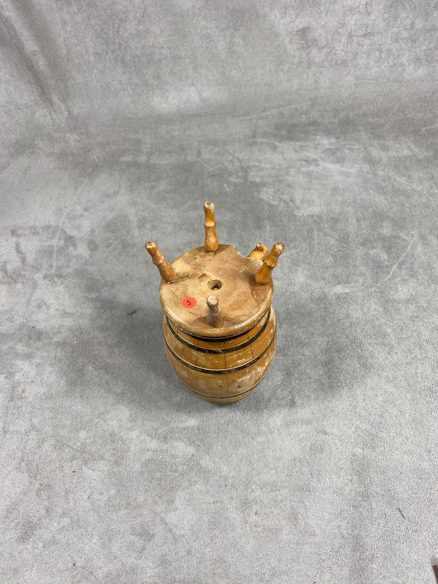 Vintage barrel-shaped wooden cigarette box dispenser Made in France