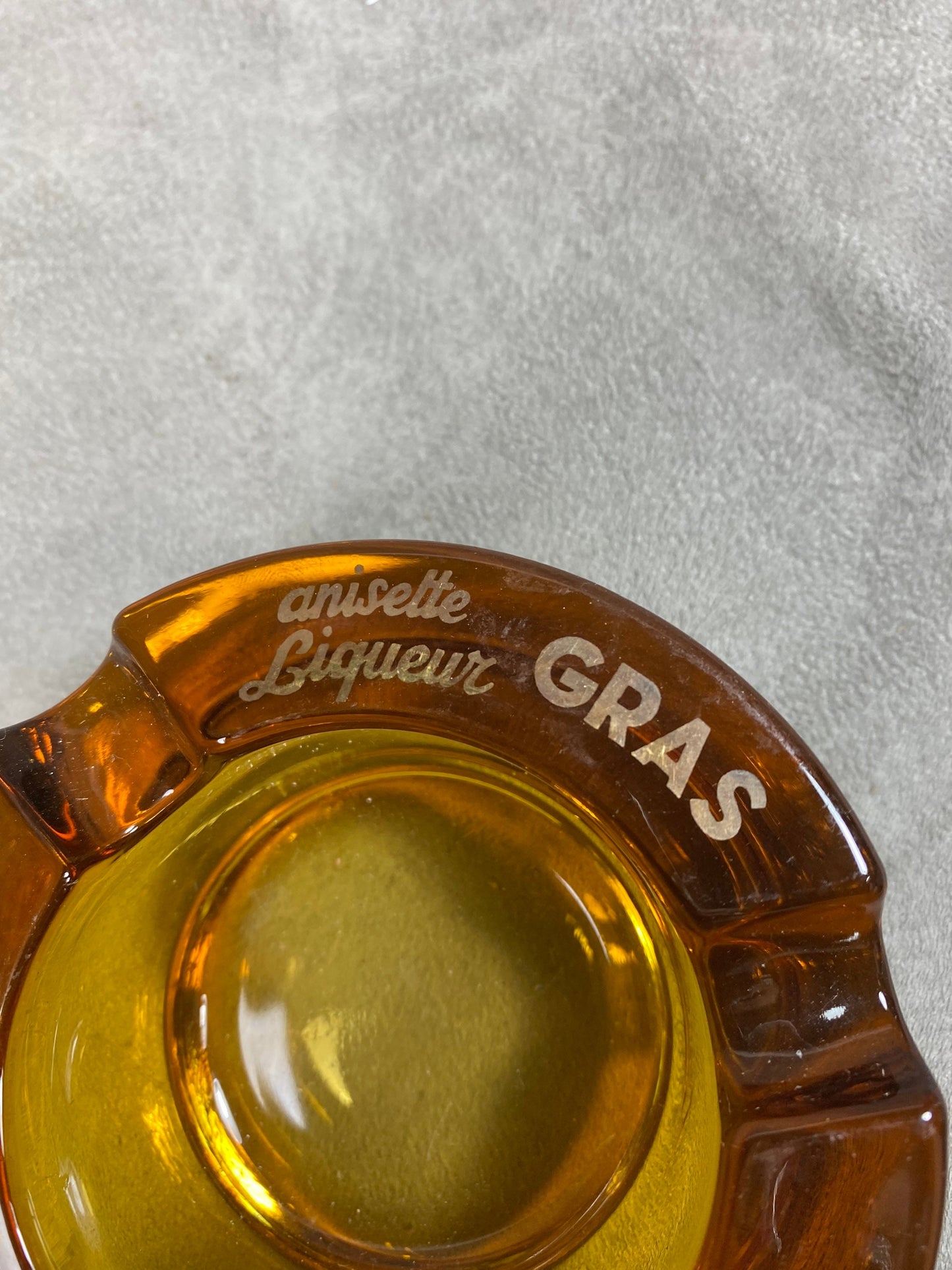 Glass Advertising Ashtray, Gras Anisette Liqueur Export Blanc, Made in France, Vintage 1970